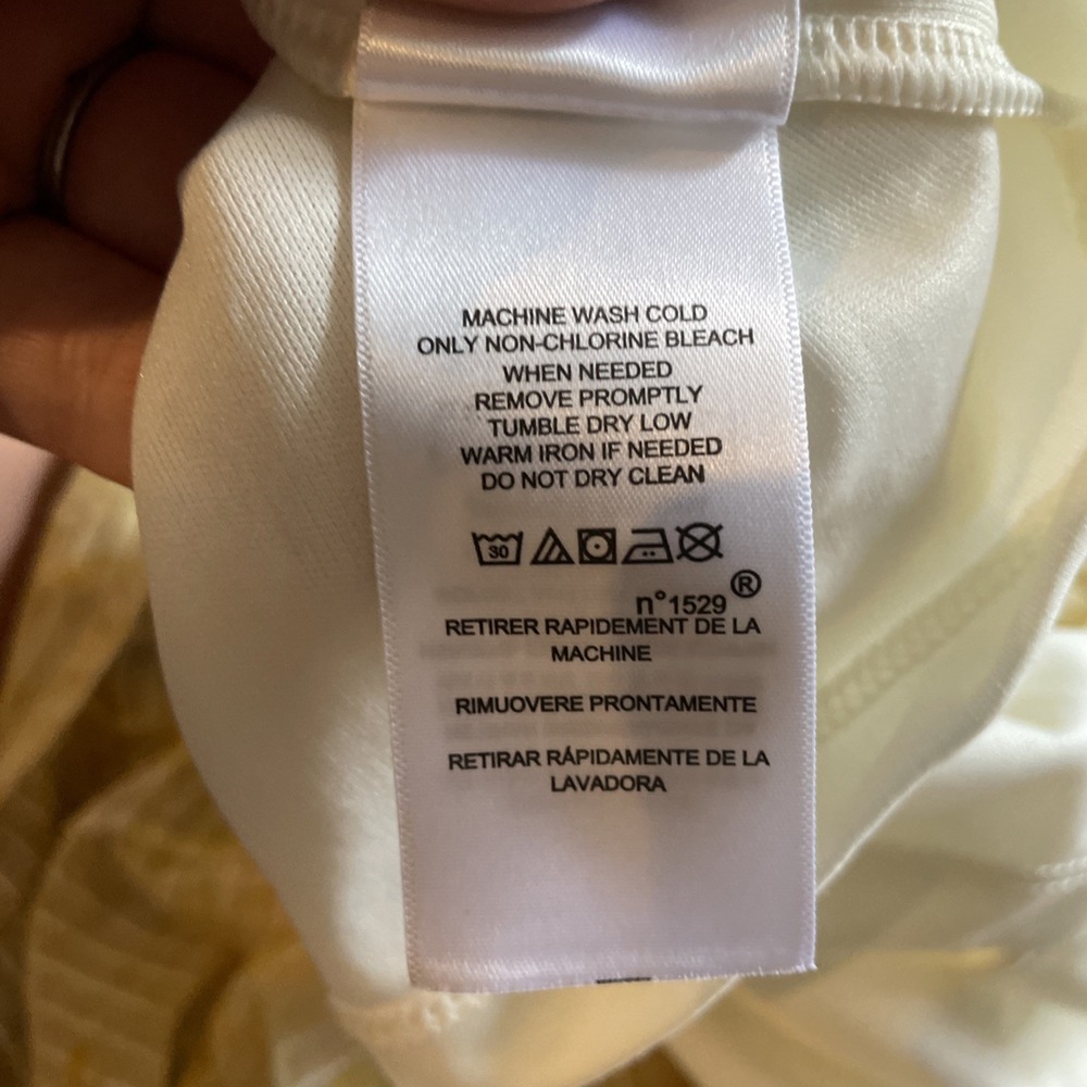 Lauren Ralph Lauren Black Label Yellow & White Sheer Smock Dress Tiered Slvls 4P - Picture 10 of 10